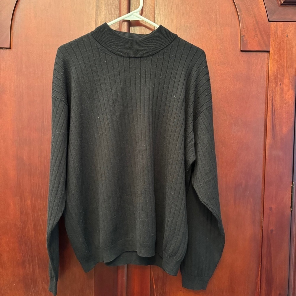 Preswick & Moore Black Crewneck Sweater 100% Wool Size Large